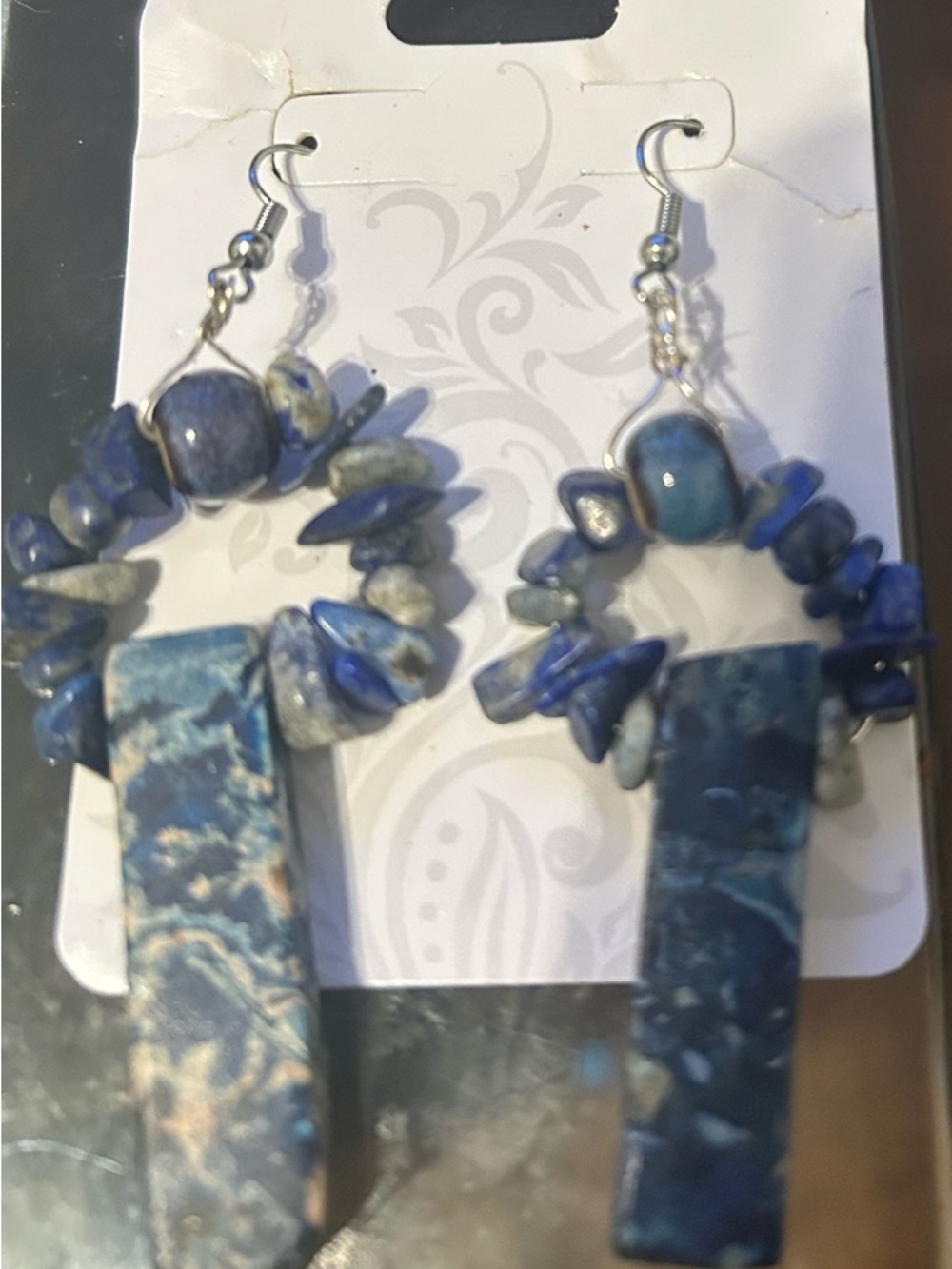Blue Stone Drop Earrings - Unbranded